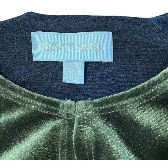 Ronny Kobo Valkyrie Dress In Junifer Olive Green High Slit Maxi Velvet Size XS - Picture 9 of 10